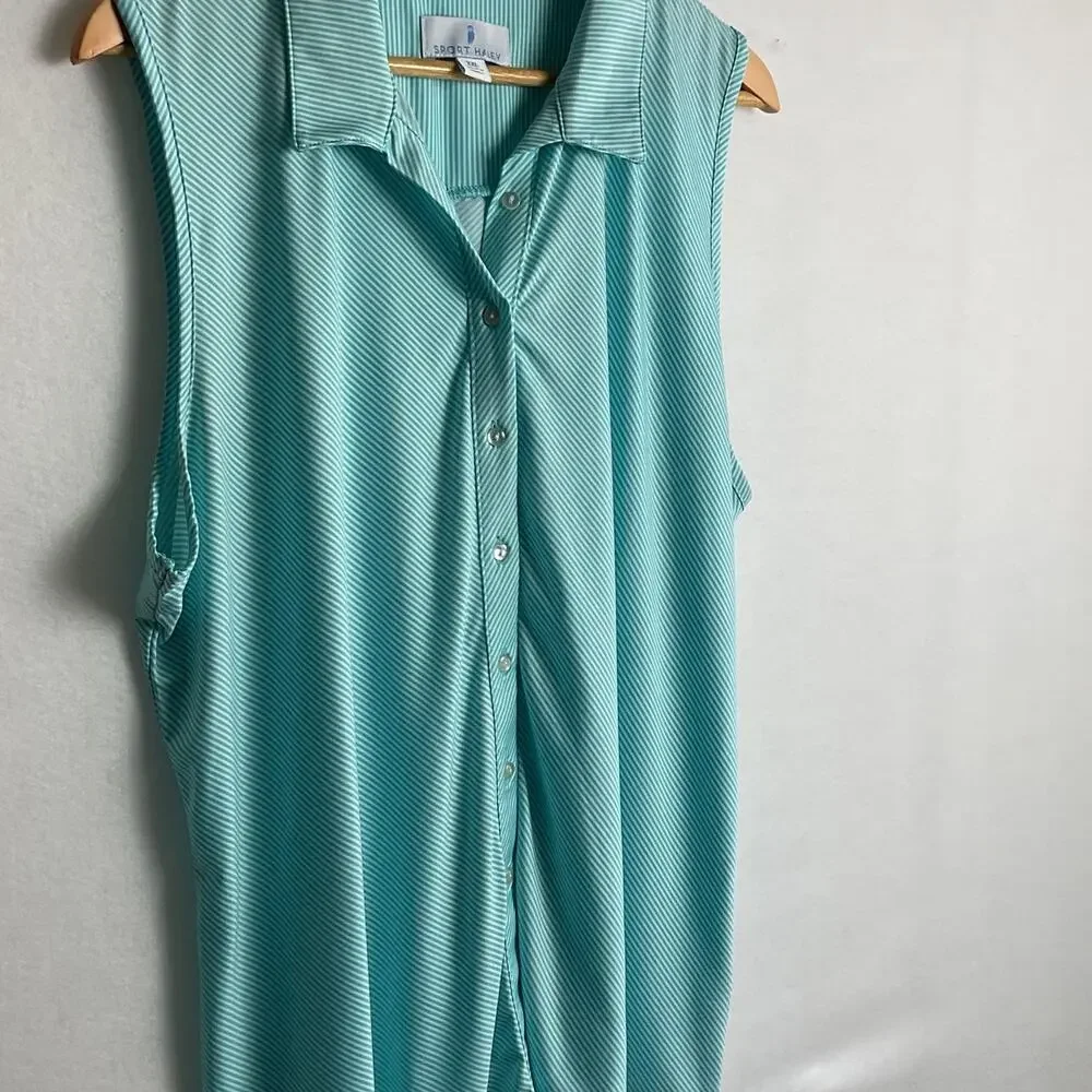 Sport Haley Blue Striped sleeveless Top Womens XXL